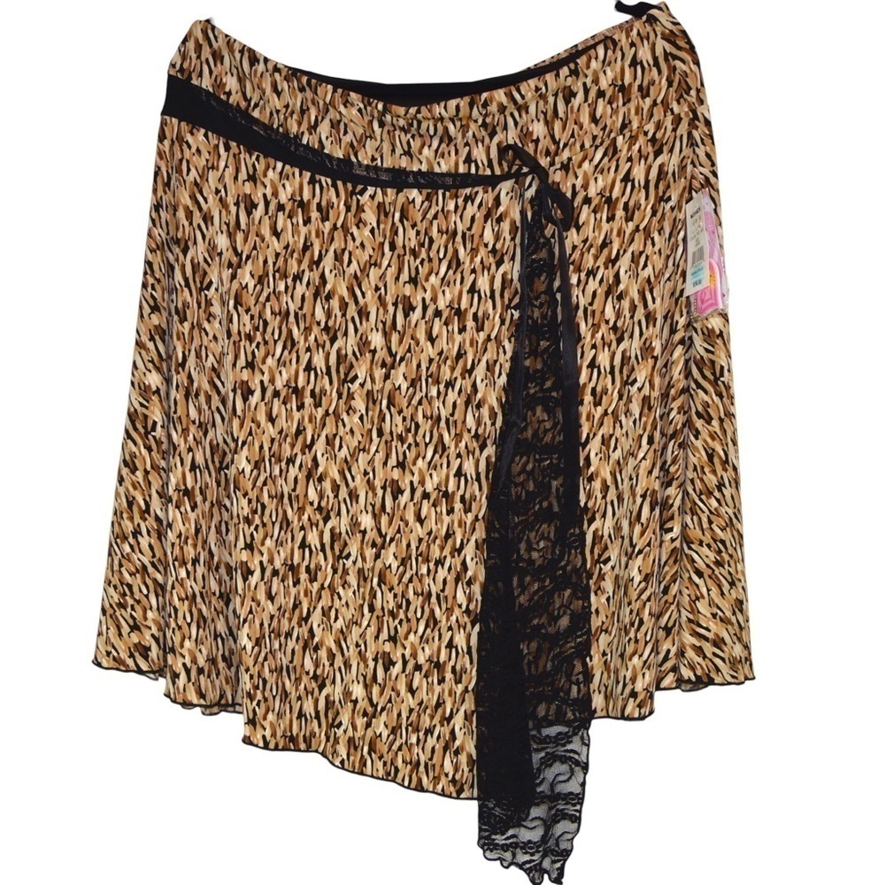 Heart Soul ‘Asian Spice’ Pull On Skirt, Large Lace &‎ Ribbon Tie Black Taupe